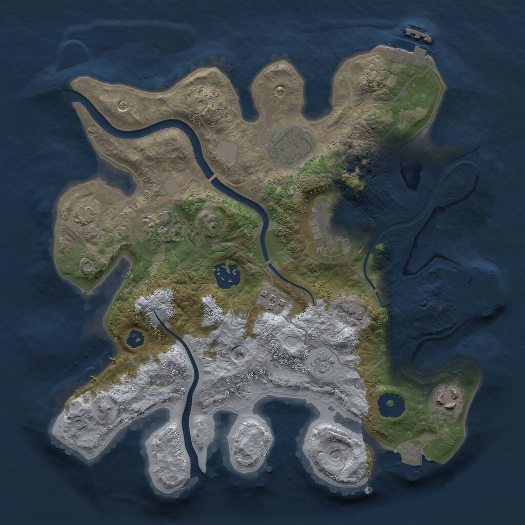 Rust Map: Procedural Map, Size: 3000, Seed: 2096458117, 14 Monuments
