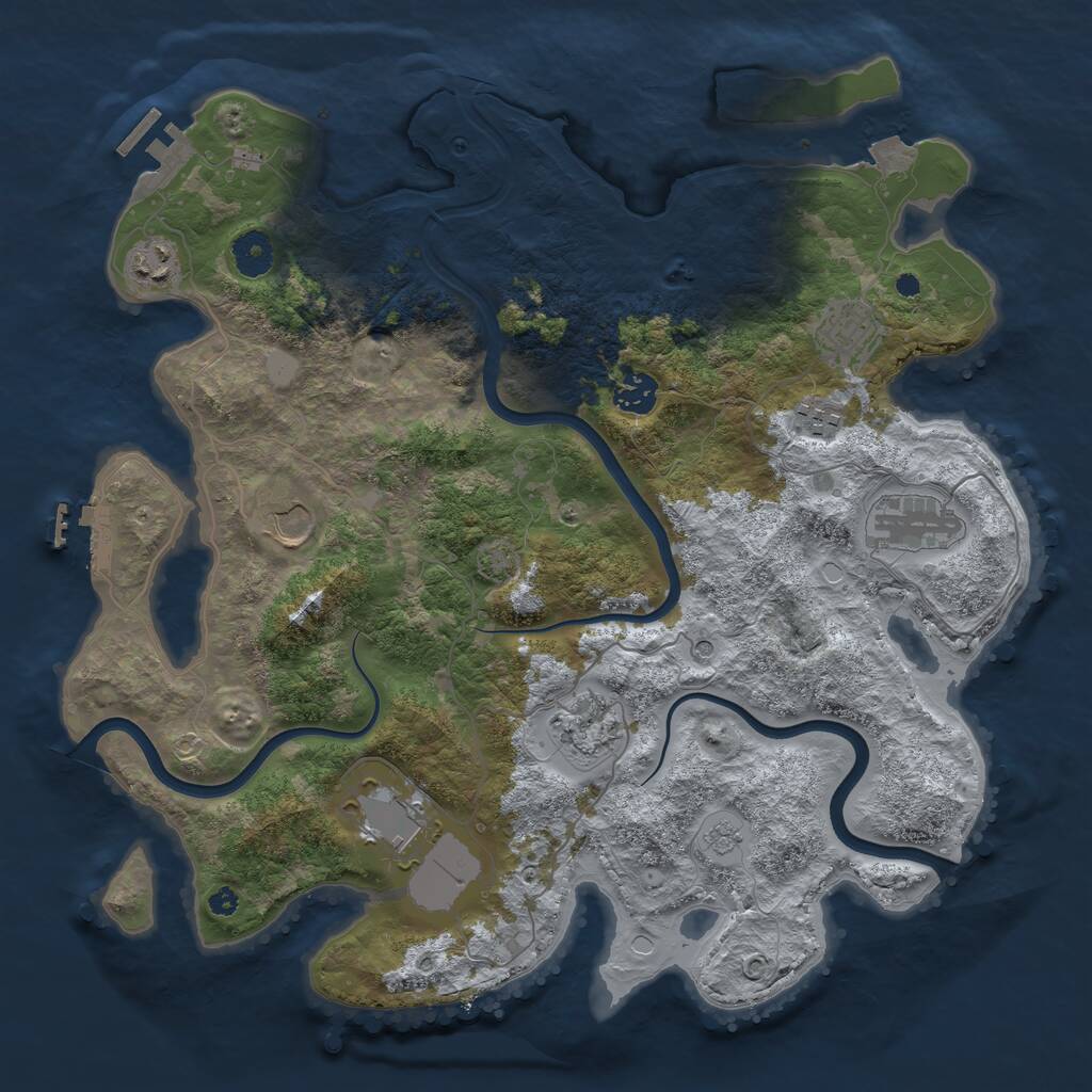 Rust Map: Procedural Map, Size: 3800, Seed: 29780677, 14 Monuments
