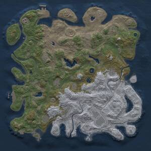 Thumbnail Rust Map: Procedural Map, Size: 4500, Seed: 1222503480, 17 Monuments