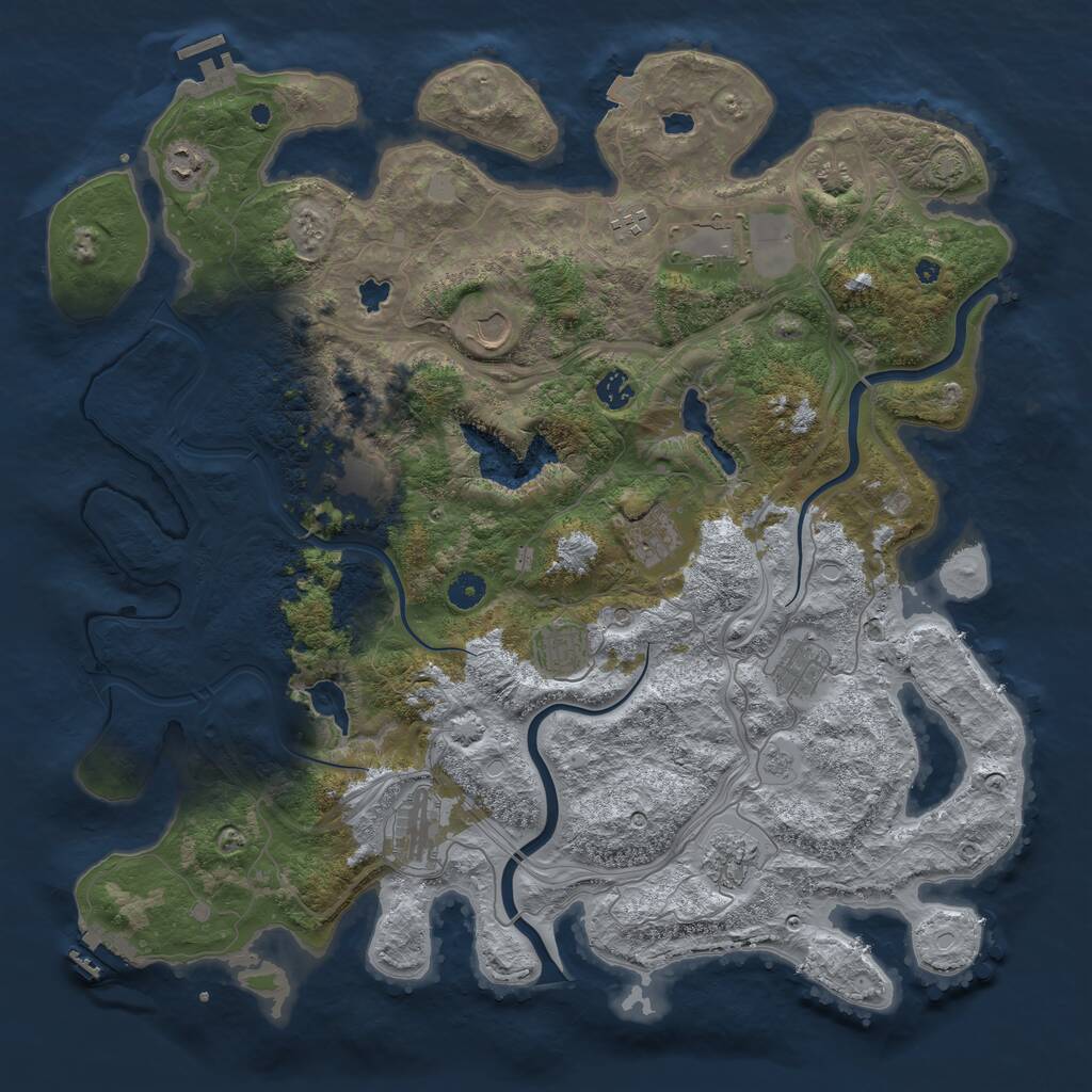 Rust Map: Procedural Map, Size: 4500, Seed: 1222503480, 17 Monuments