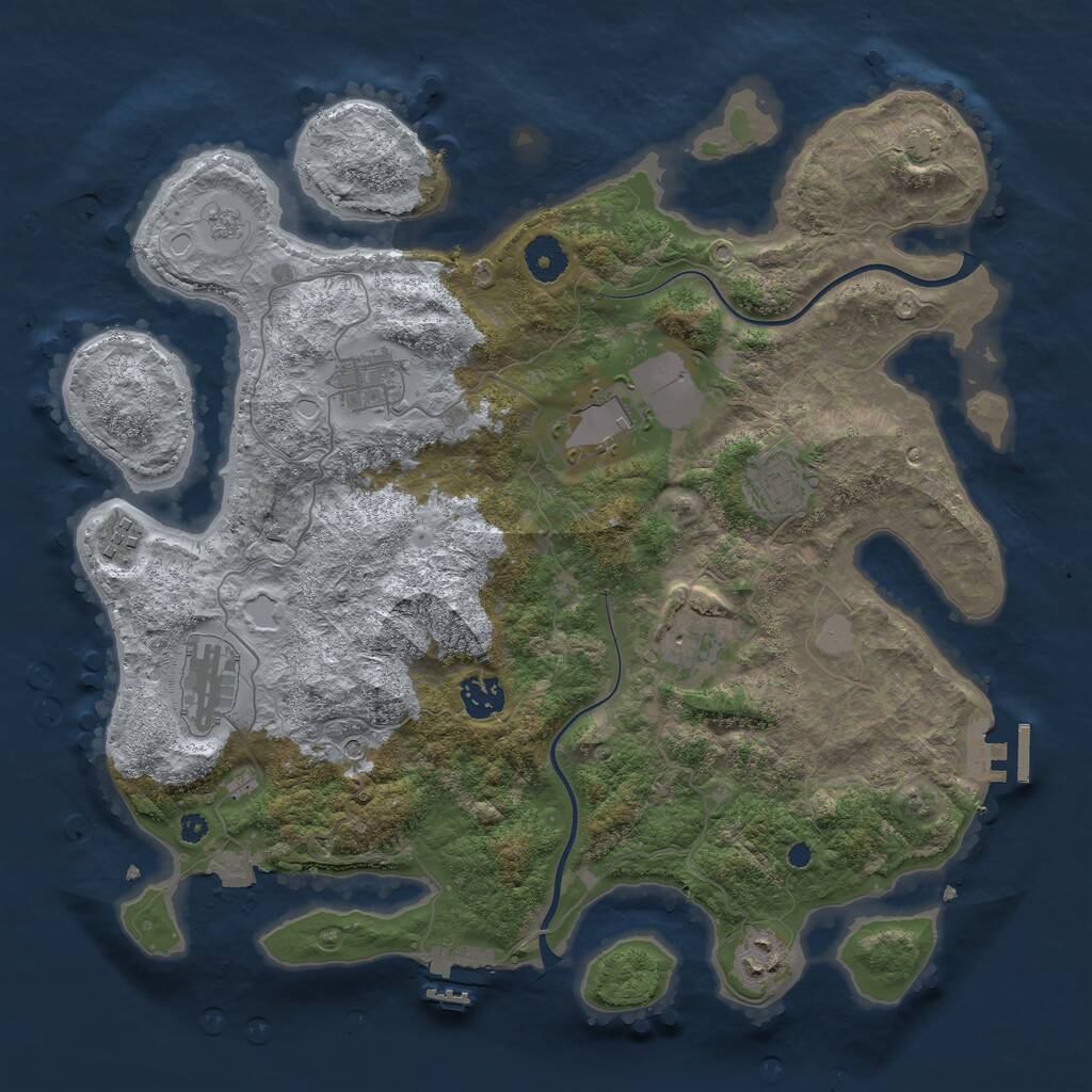 Rust Map: Procedural Map, Size: 3750, Seed: 215763833, 14 Monuments