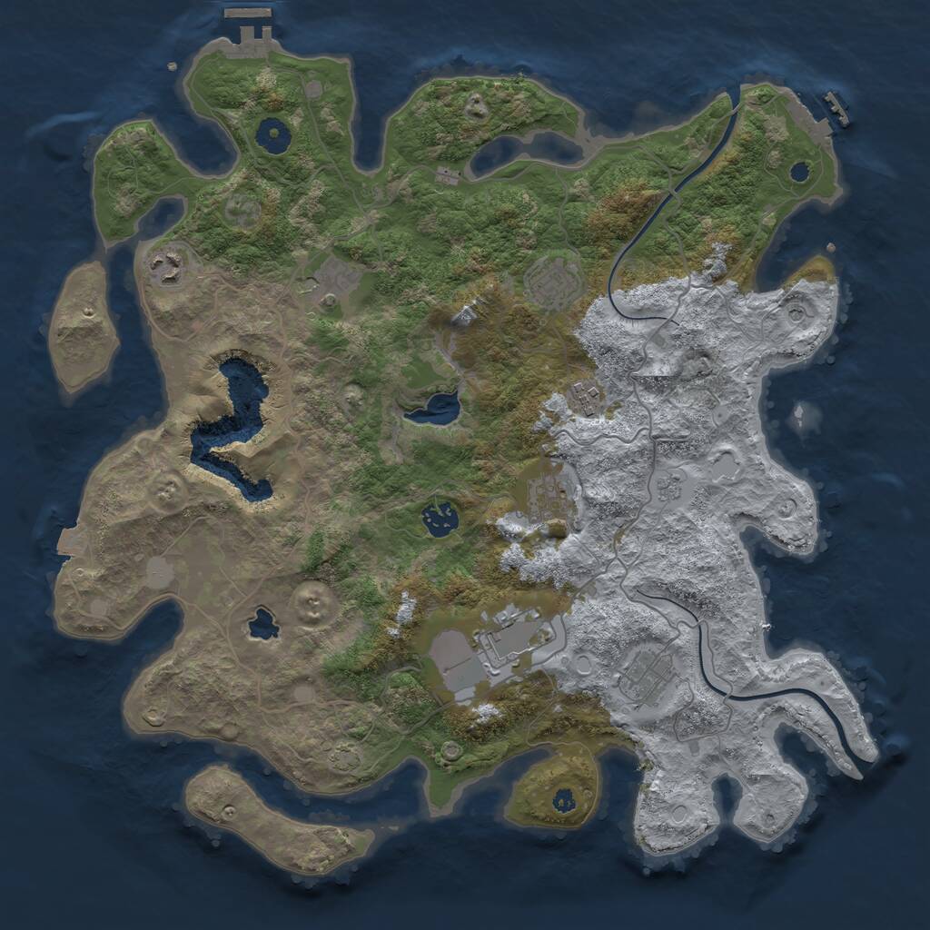 Rust Map: Procedural Map, Size: 4000, Seed: 44631, 14 Monuments