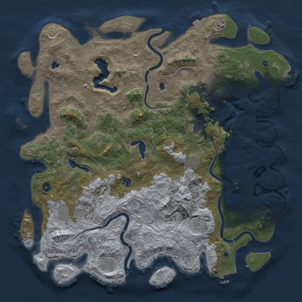 Rust Map: Procedural Map, Size: 5000, Seed: 4562, 17 Monuments