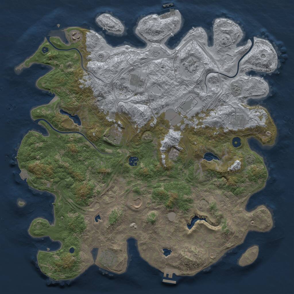 Rust Map: Procedural Map, Size: 4500, Seed: 20605051, 16 Monuments