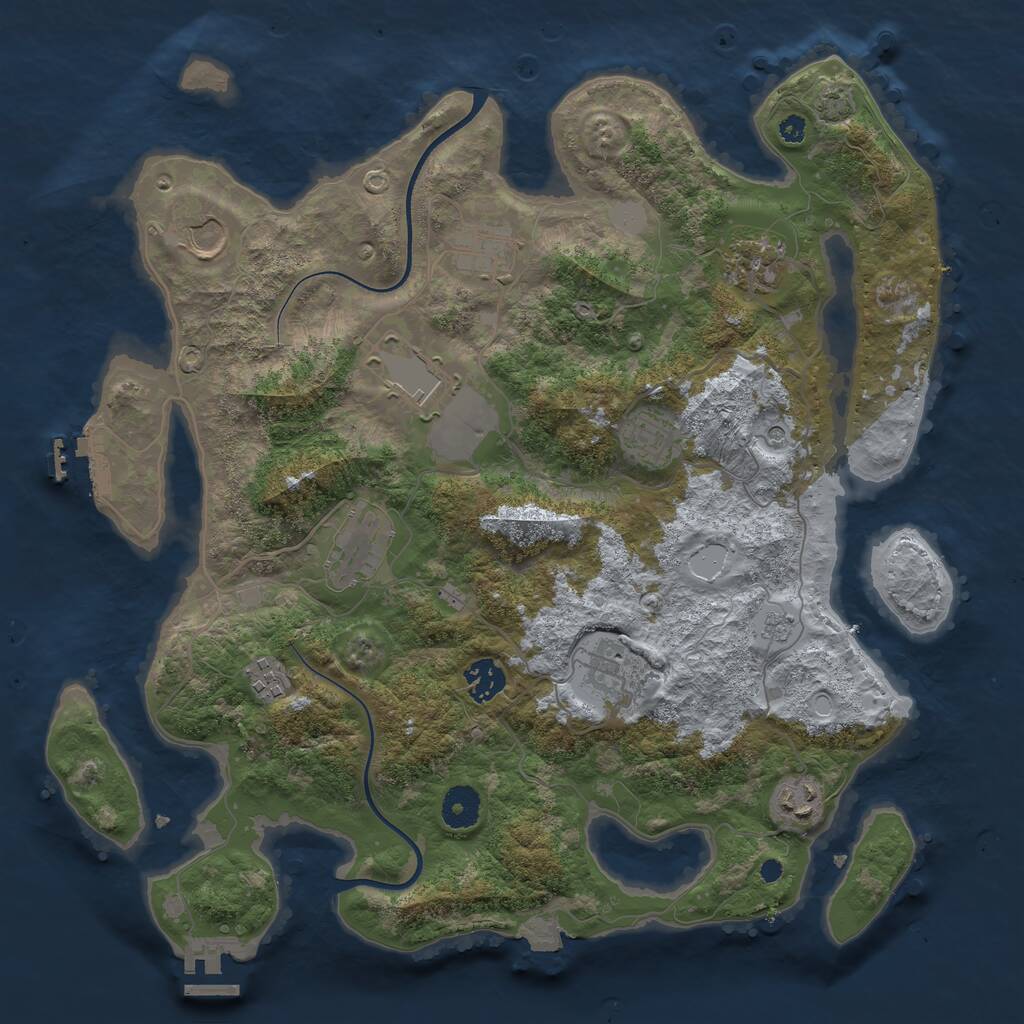 Rust Map: Procedural Map, Size: 3750, Seed: 161936771, 16 Monuments