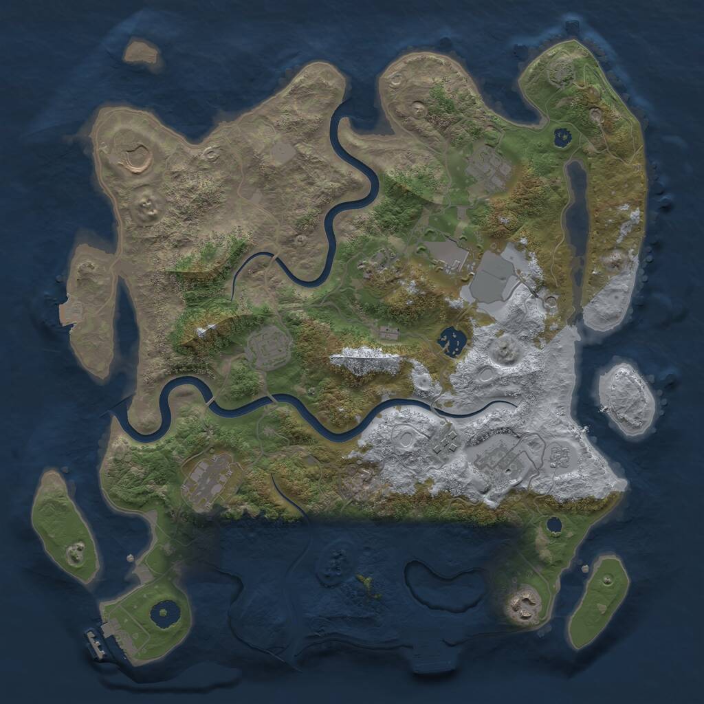 Rust Map: Procedural Map, Size: 3750, Seed: 161936771, 16 Monuments