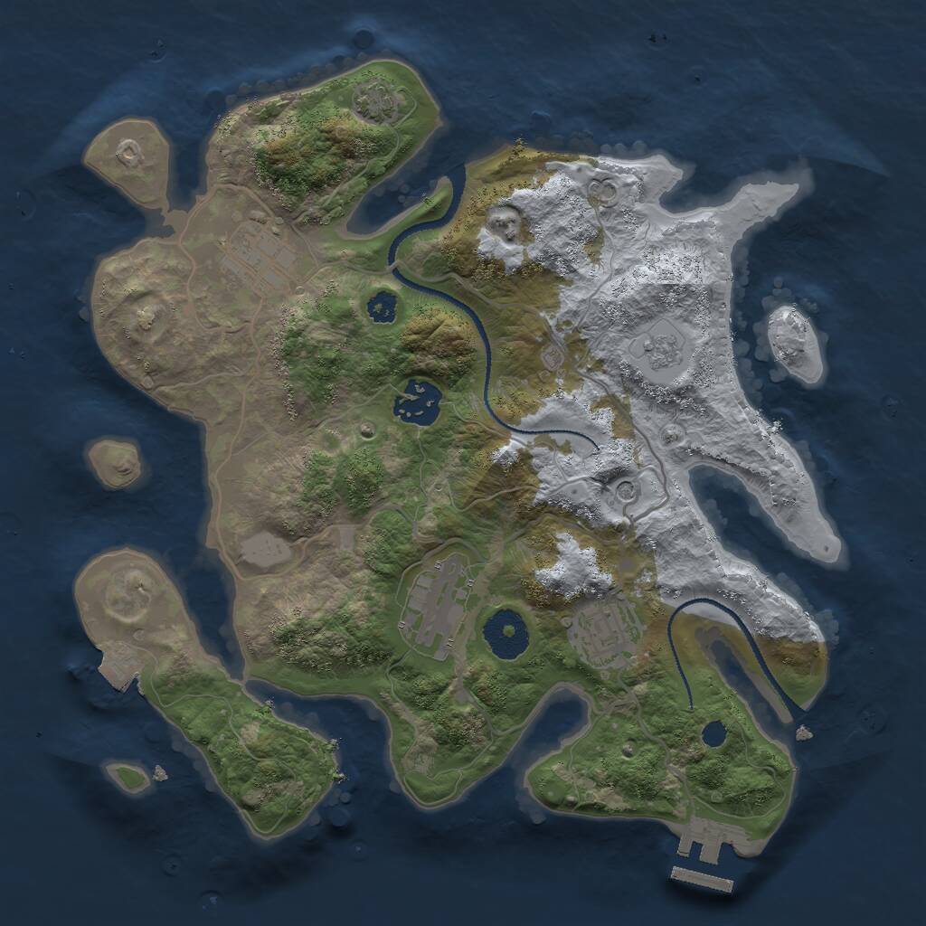 Rust Map: Procedural Map, Size: 3000, Seed: 1373727901, 9 Monuments