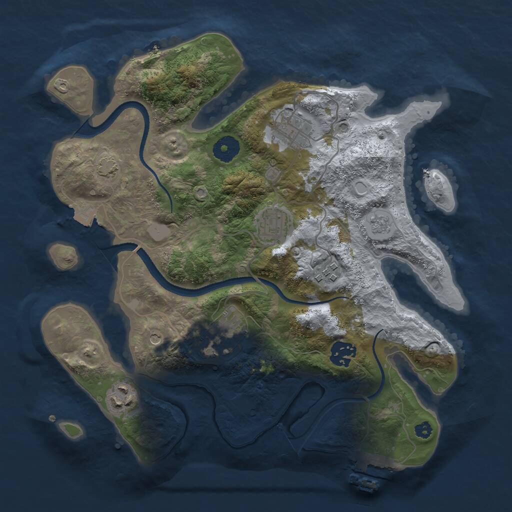 Rust Map: Procedural Map, Size: 3000, Seed: 1373727901, 11 Monuments