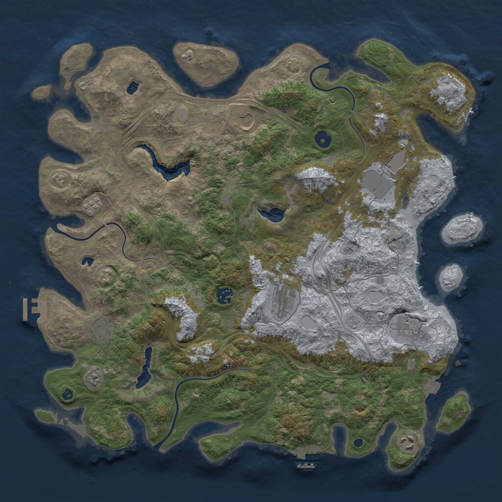 Rust Map: Procedural Map, Size: 4500, Seed: 853234663, 14 Monuments