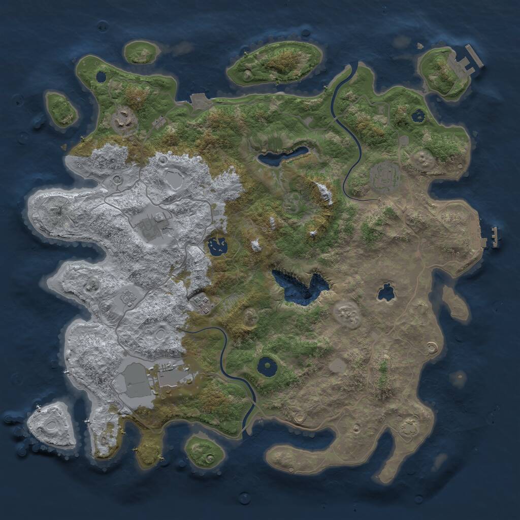Rust Map: Procedural Map, Size: 4000, Seed: 832482249, 14 Monuments