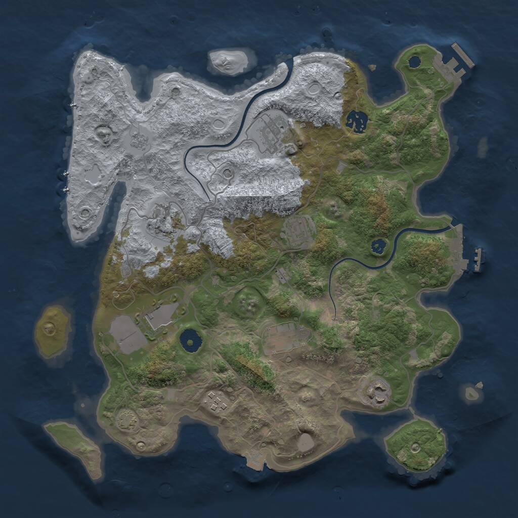 Rust Map: Procedural Map, Size: 3500, Seed: 1704675210, 14 Monuments