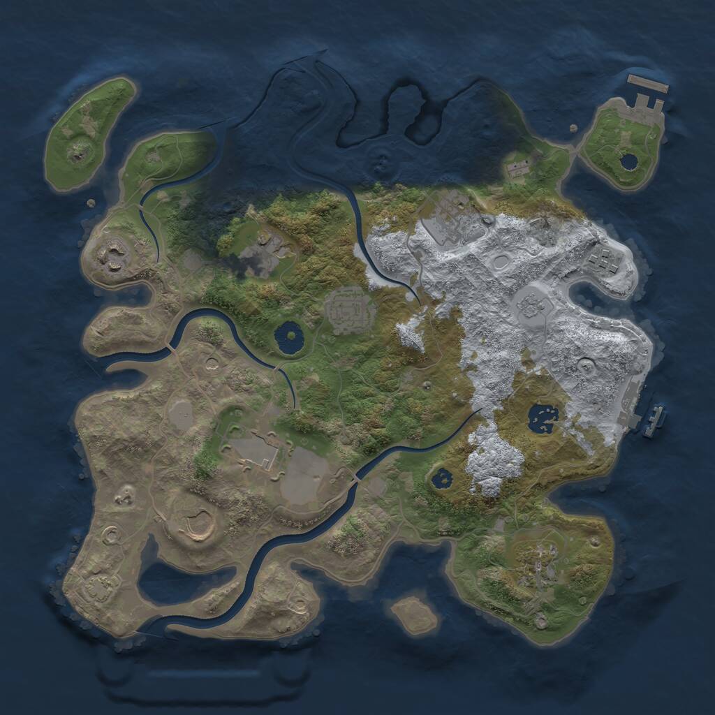 Rust Map: Procedural Map, Size: 3500, Seed: 8645327, 17 Monuments
