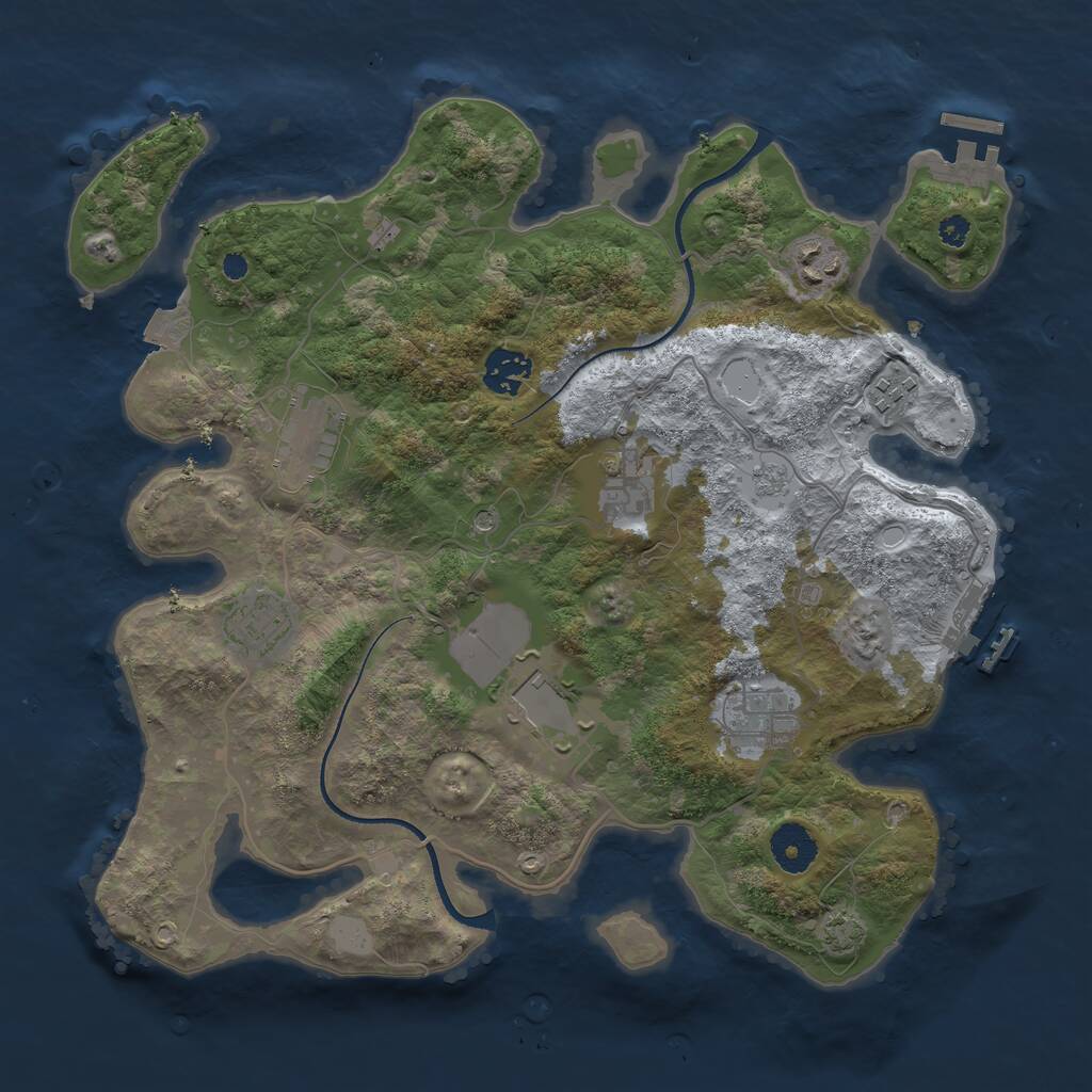 Rust Map: Procedural Map, Size: 3500, Seed: 8645327, 14 Monuments