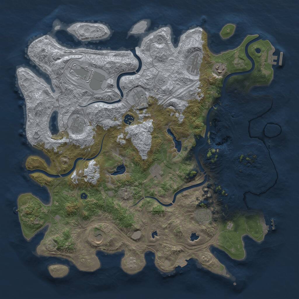 Rust Map: Procedural Map, Size: 4500, Seed: 485391982, 16 Monuments