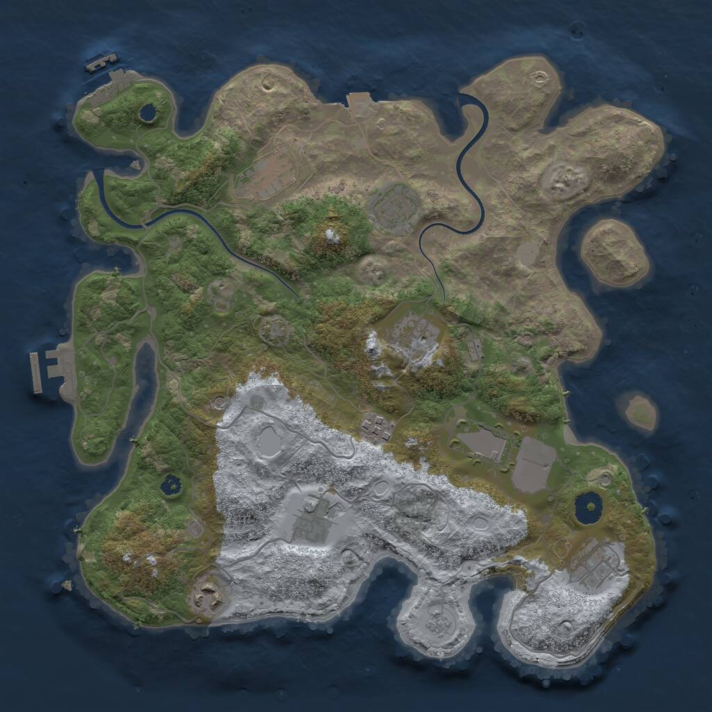 Rust Map: Procedural Map, Size: 3500, Seed: 756305189, 14 Monuments