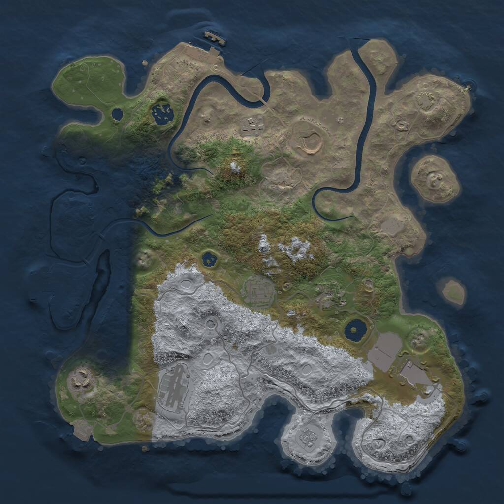 Rust Map: Procedural Map, Size: 3500, Seed: 756305189, 14 Monuments