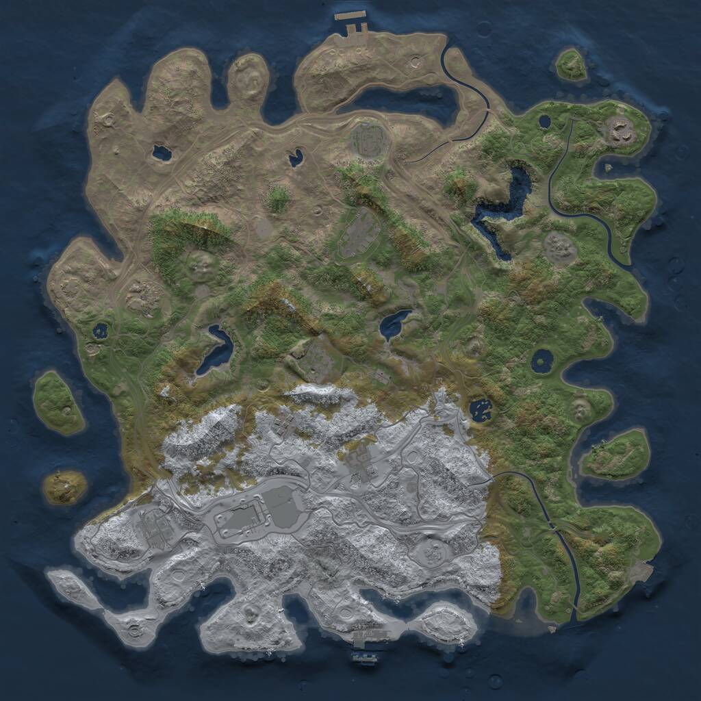 Rust Map: Procedural Map, Size: 4500, Seed: 2117447045, 16 Monuments