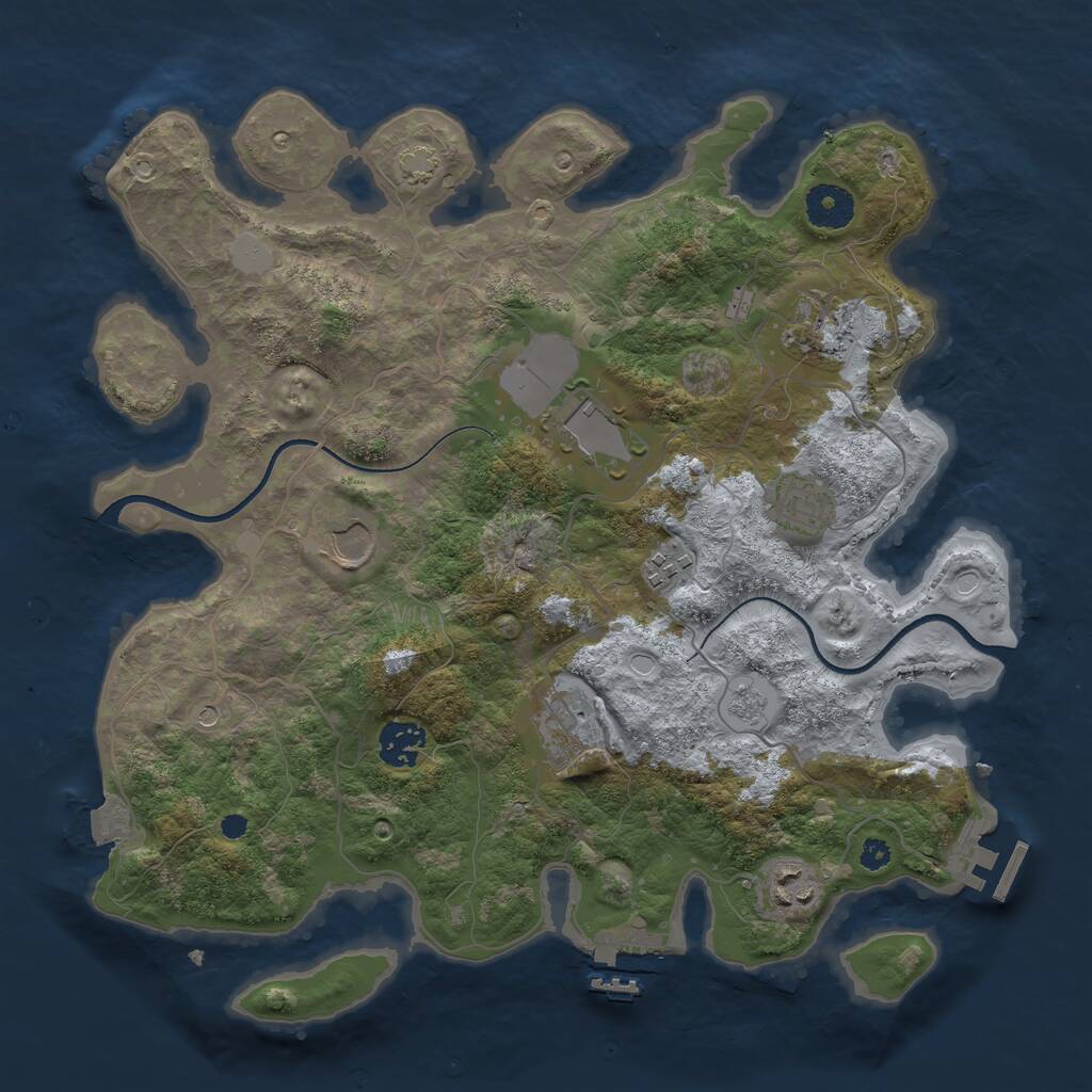 Rust Map: Procedural Map, Size: 3500, Seed: 27456, 14 Monuments