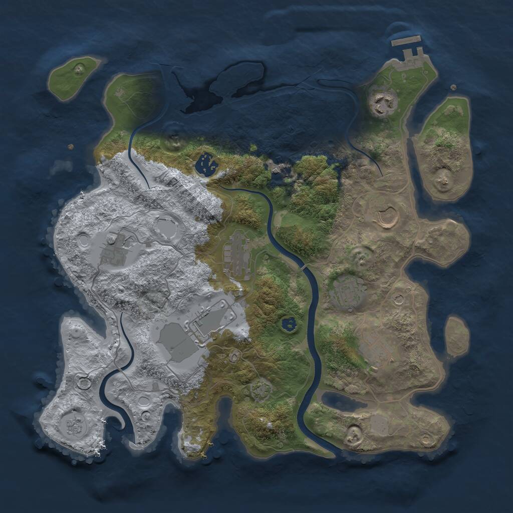 Rust Map: Procedural Map, Size: 3500, Seed: 124328270, 14 Monuments
