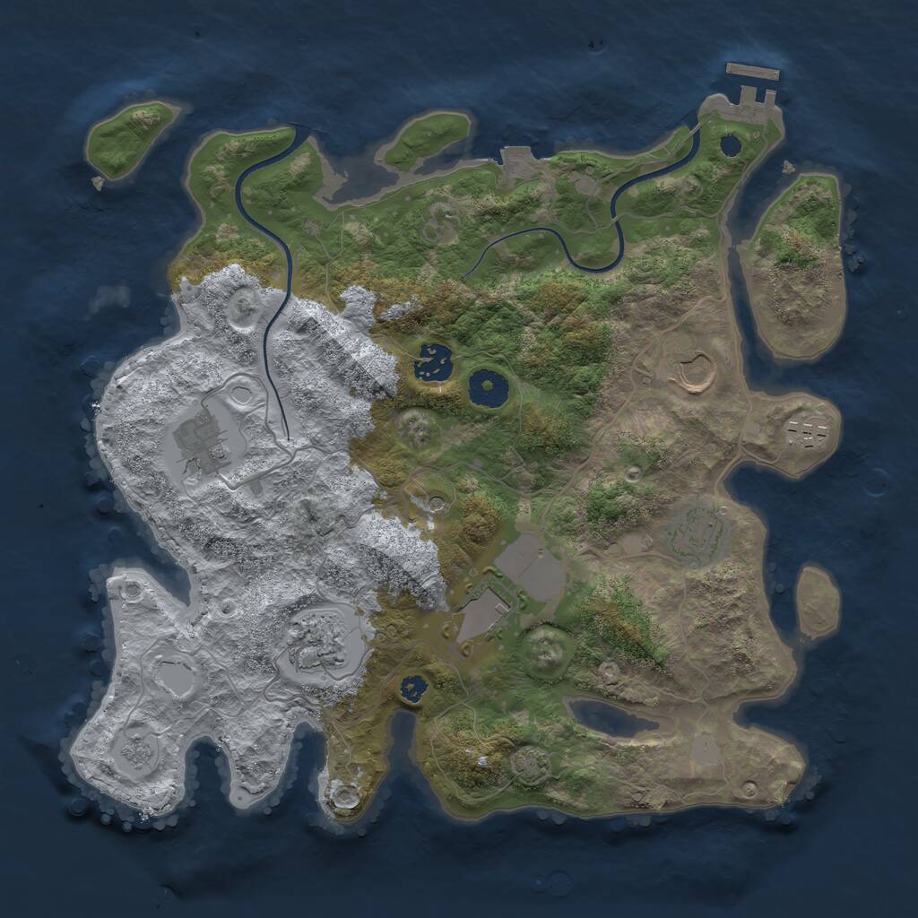 Rust Map: Procedural Map, Size: 3500, Seed: 124328270, 12 Monuments