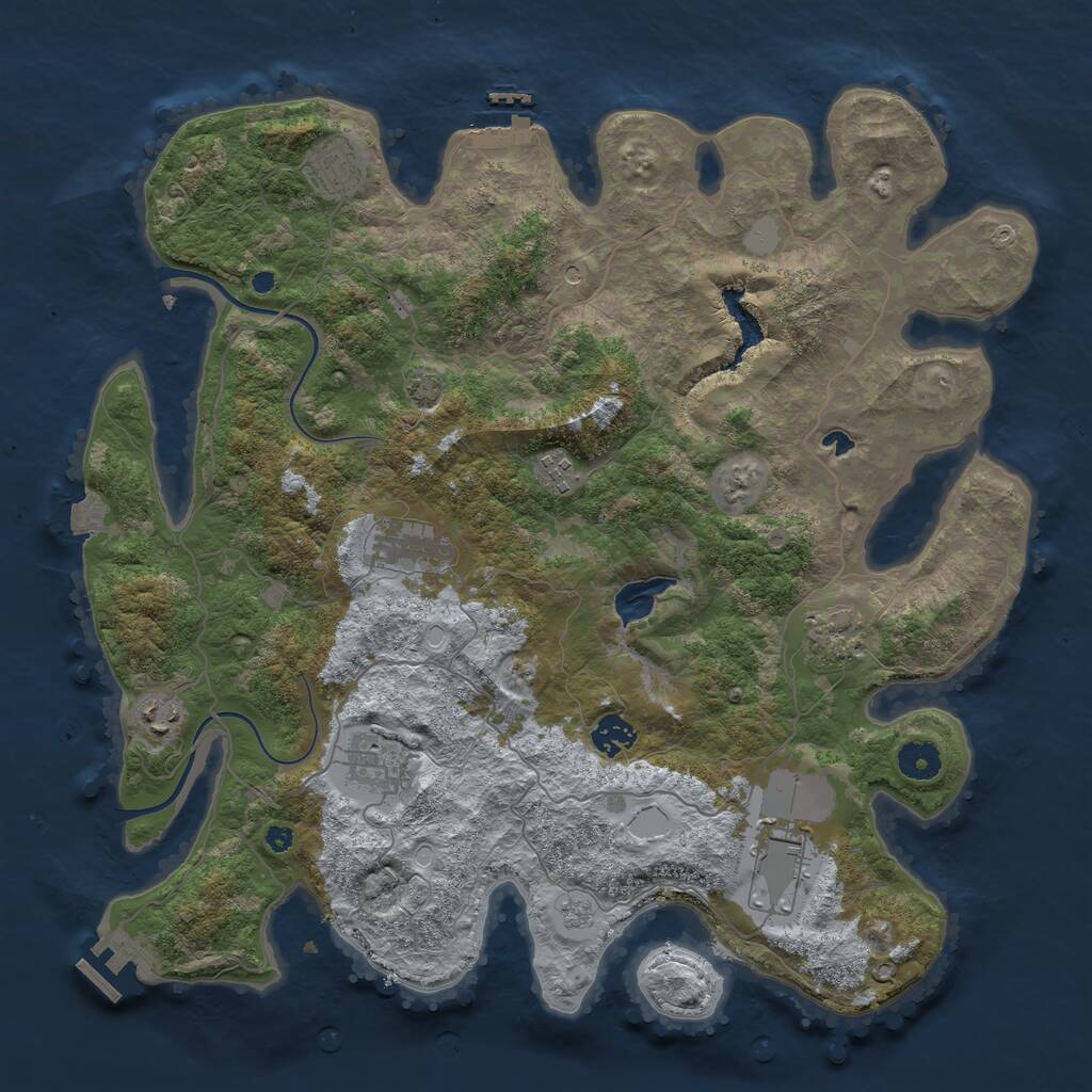 Rust Map: Procedural Map, Size: 4000, Seed: 1329372005, 14 Monuments
