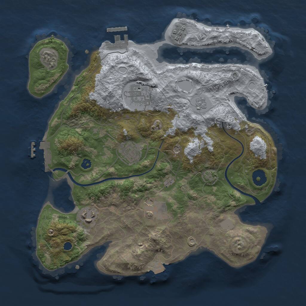 Rust Map: Procedural Map, Size: 3000, Seed: 597398549, 11 Monuments