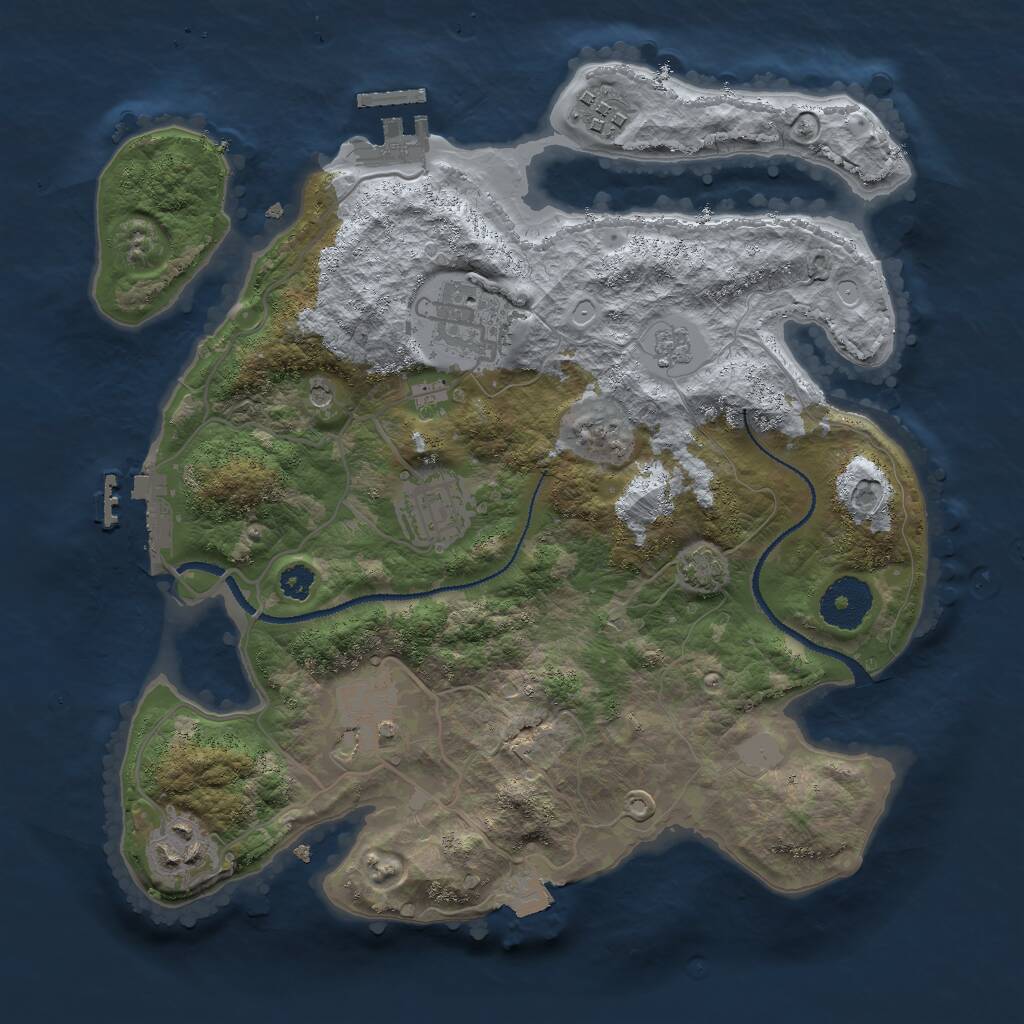 Rust Map: Procedural Map, Size: 3000, Seed: 597398549, 11 Monuments