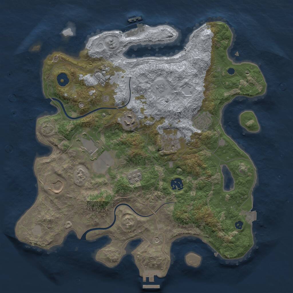 Rust Map: Procedural Map, Size: 3500, Seed: 1292857420, 14 Monuments