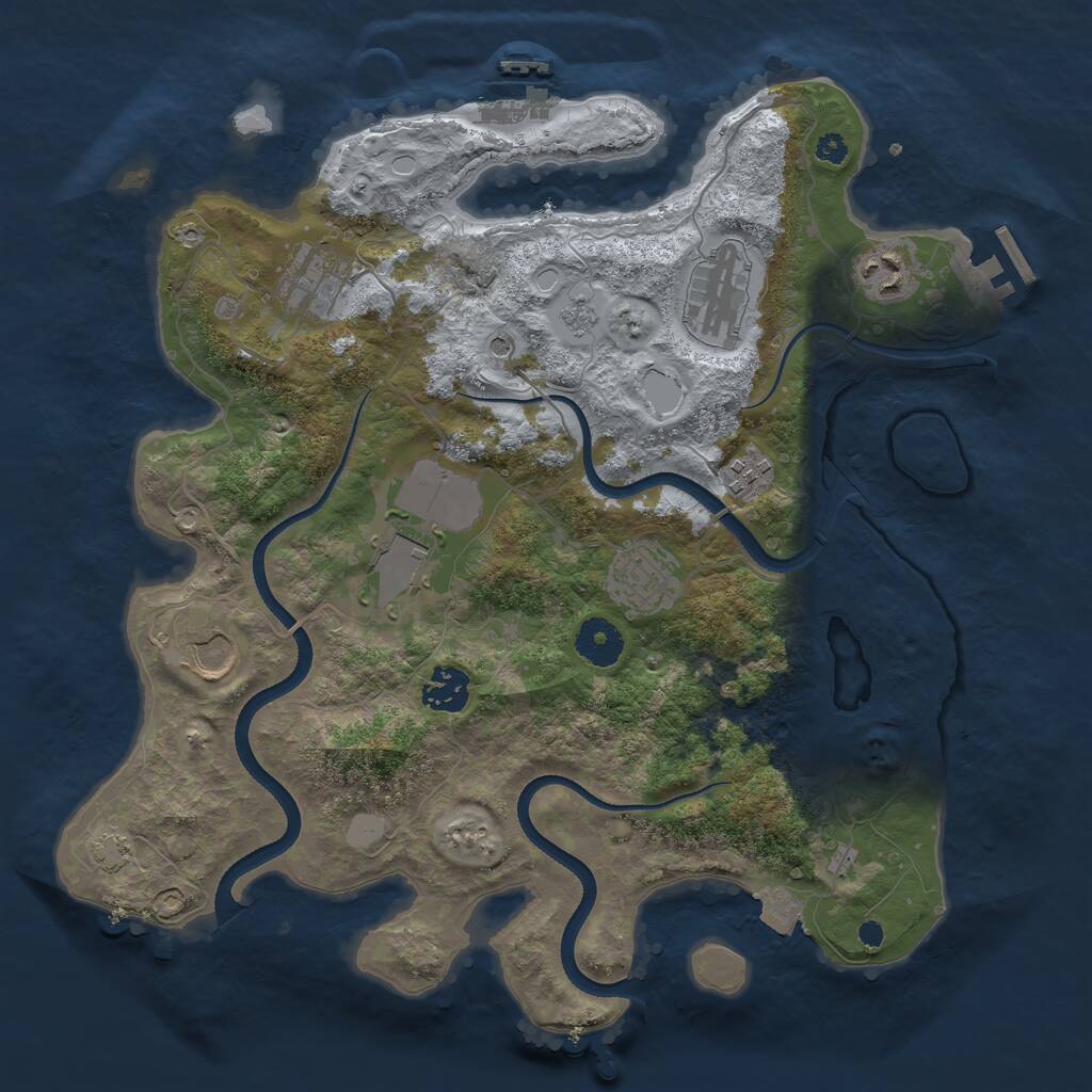 Rust Map: Procedural Map, Size: 3500, Seed: 1292857420, 14 Monuments