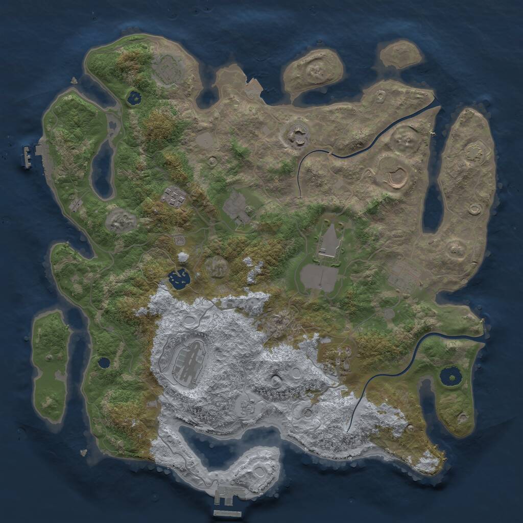 Rust Map: Procedural Map, Size: 3800, Seed: 4206913, 16 Monuments