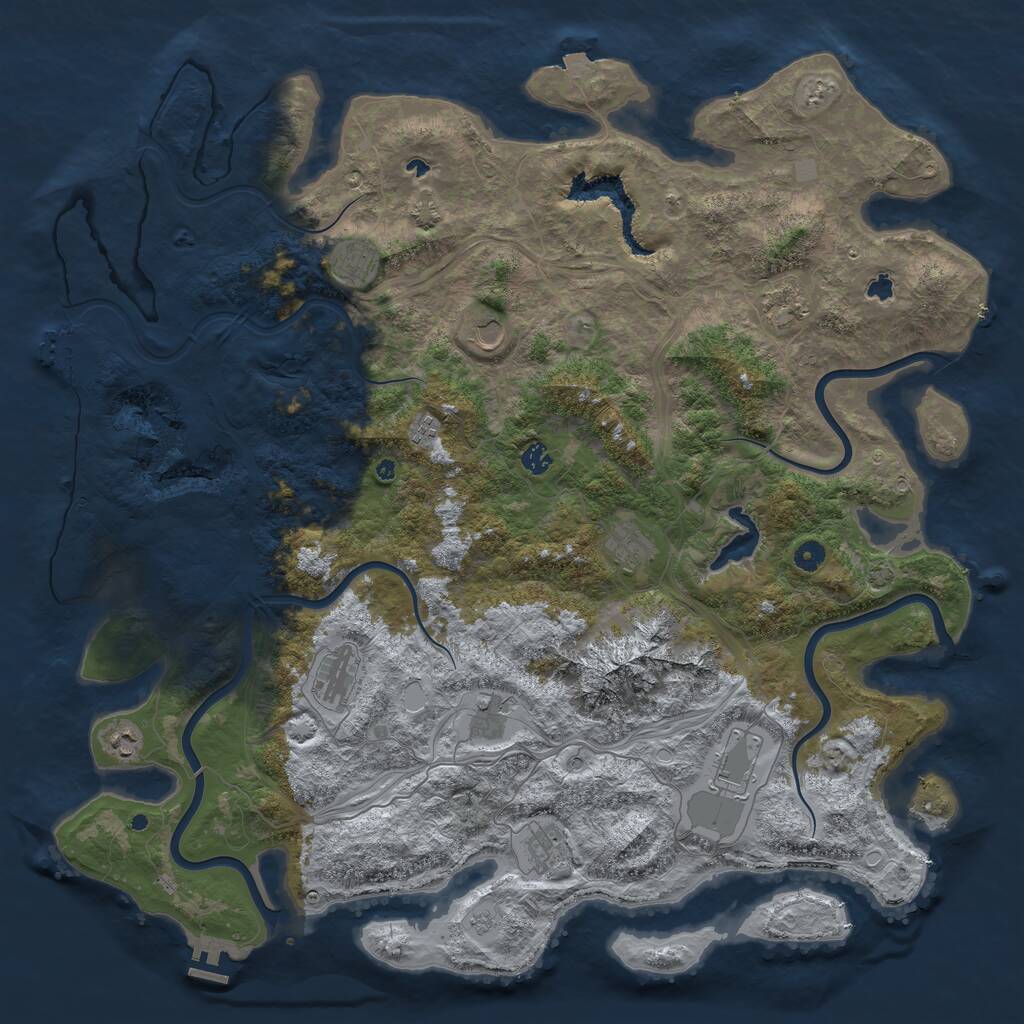 Rust Map: Procedural Map, Size: 5100, Seed: 884793889, 17 Monuments