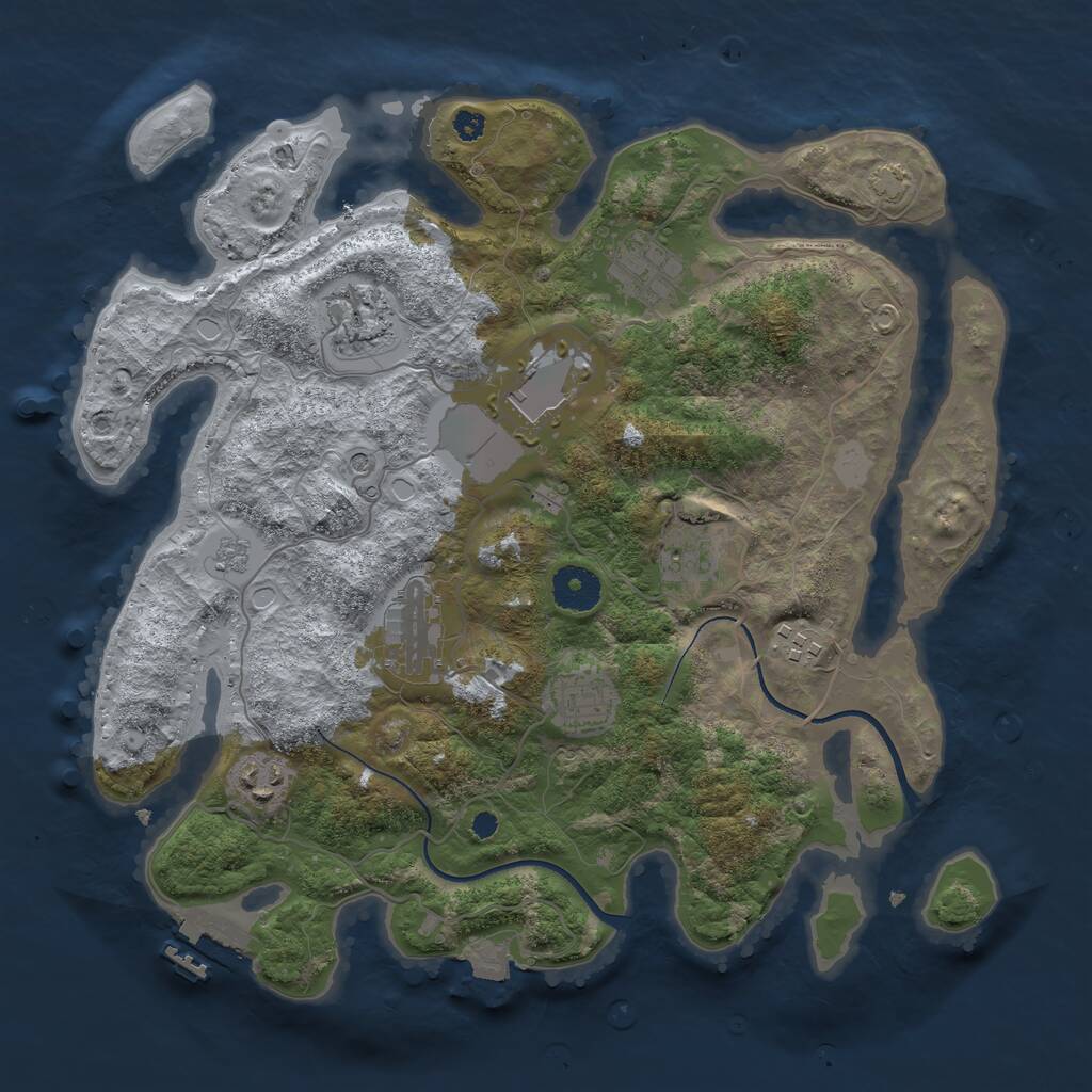 Rust Map: Procedural Map, Size: 3500, Seed: 884082151, 13 Monuments