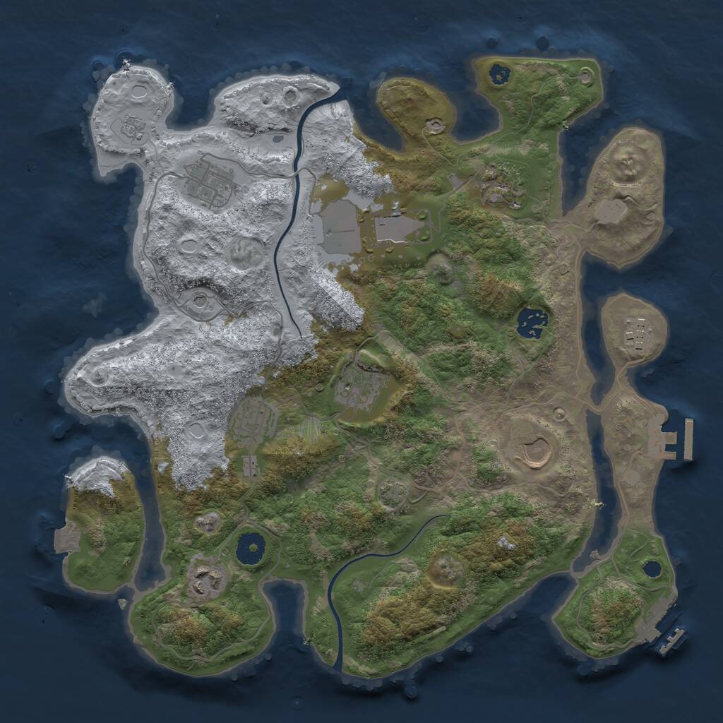 Rust Map: Procedural Map, Size: 3500, Seed: 1999718015, 15 Monuments