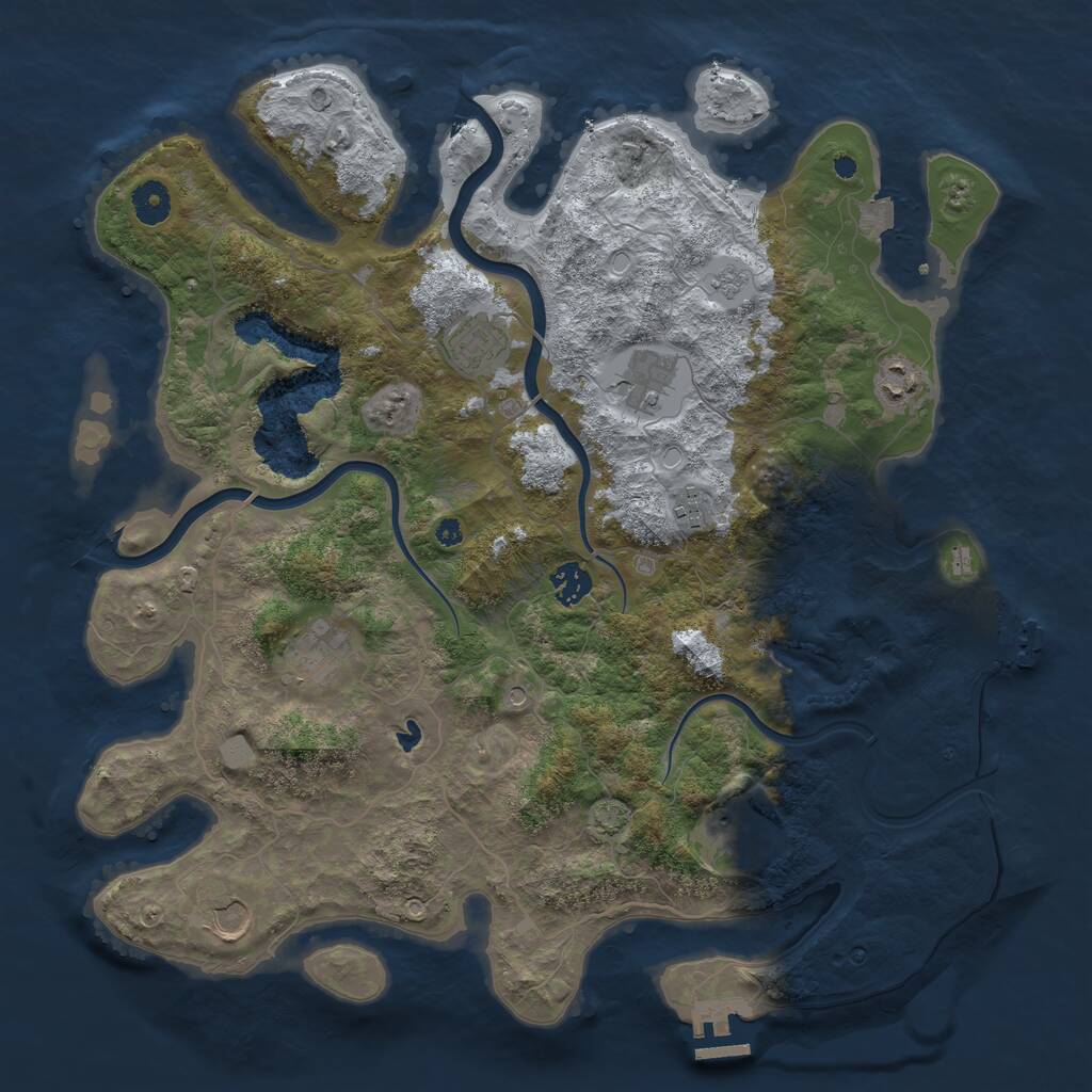 Rust Map: Procedural Map, Size: 4000, Seed: 772381221, 14 Monuments