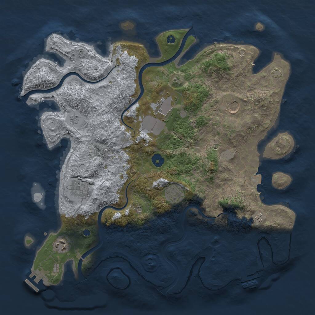Rust Map: Procedural Map, Size: 3750, Seed: 1215554125, 14 Monuments