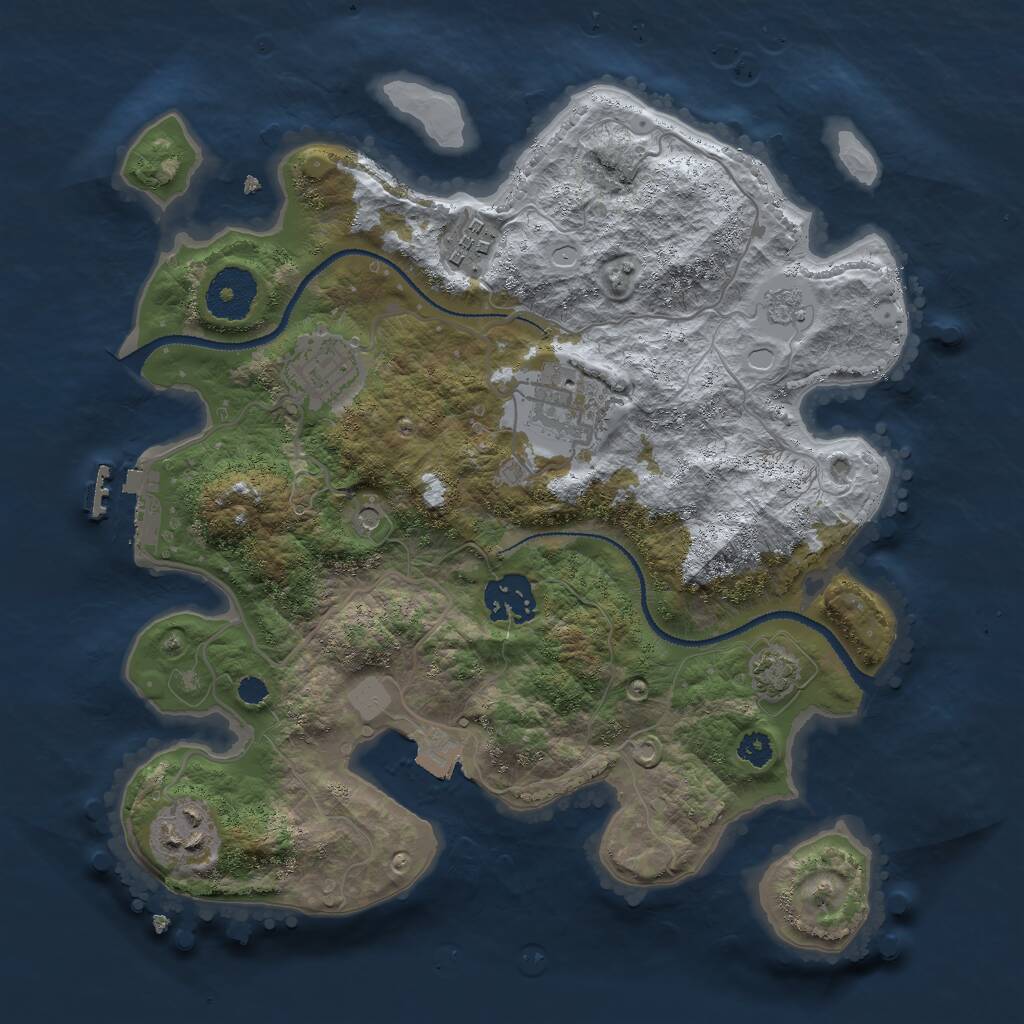 Rust Map: Procedural Map, Size: 3000, Seed: 1263464390, 10 Monuments