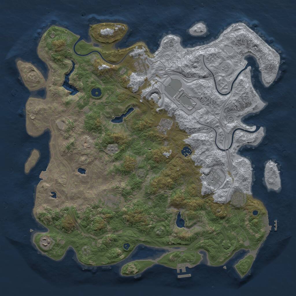 Rust Map: Procedural Map, Size: 4500, Seed: 1926614538, 17 Monuments