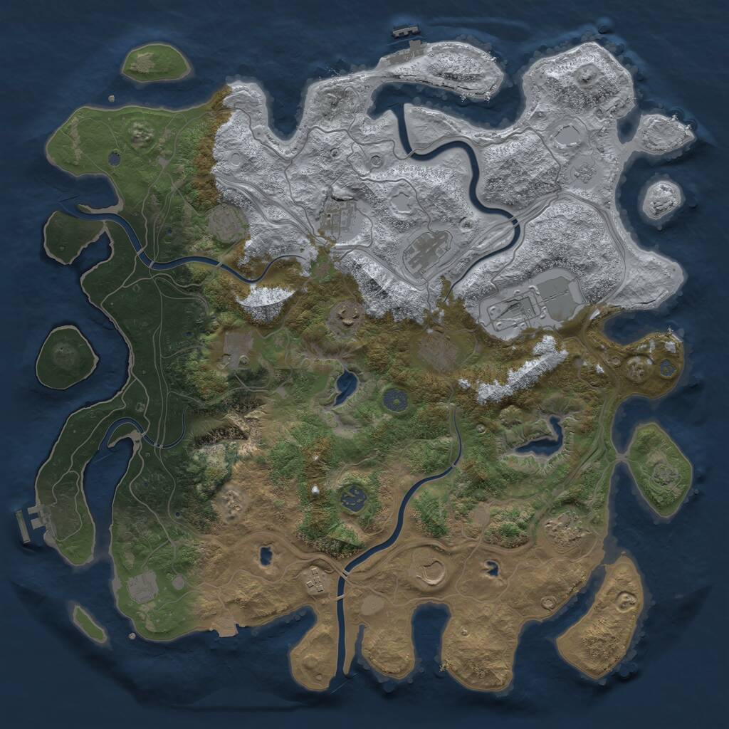 Rust Map: Procedural Map, Size: 4500, Seed: 673929535, 19 Monuments