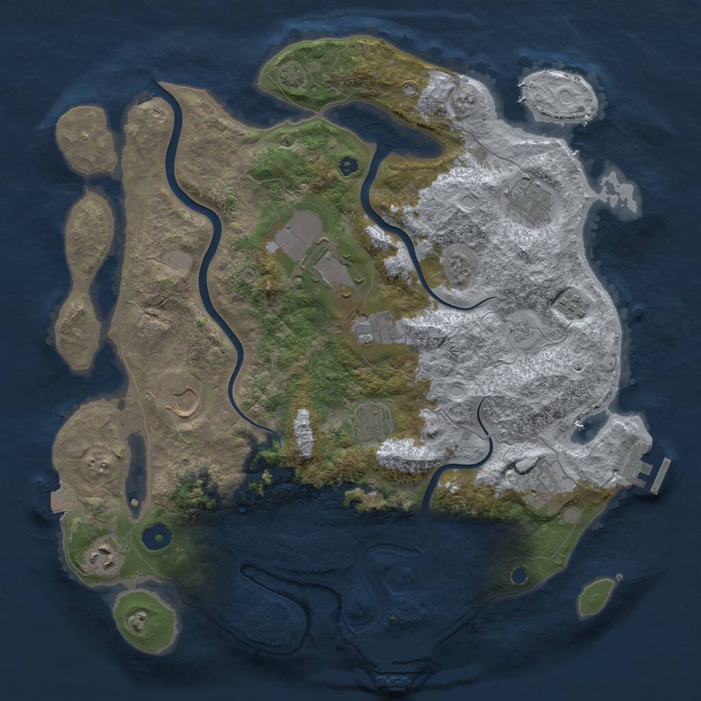 Rust Map: Procedural Map, Size: 3750, Seed: 487636433, 16 Monuments
