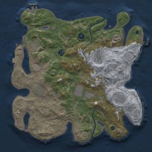 Thumbnail Rust Map: Procedural Map, Size: 3600, Seed: 990311, 15 Monuments