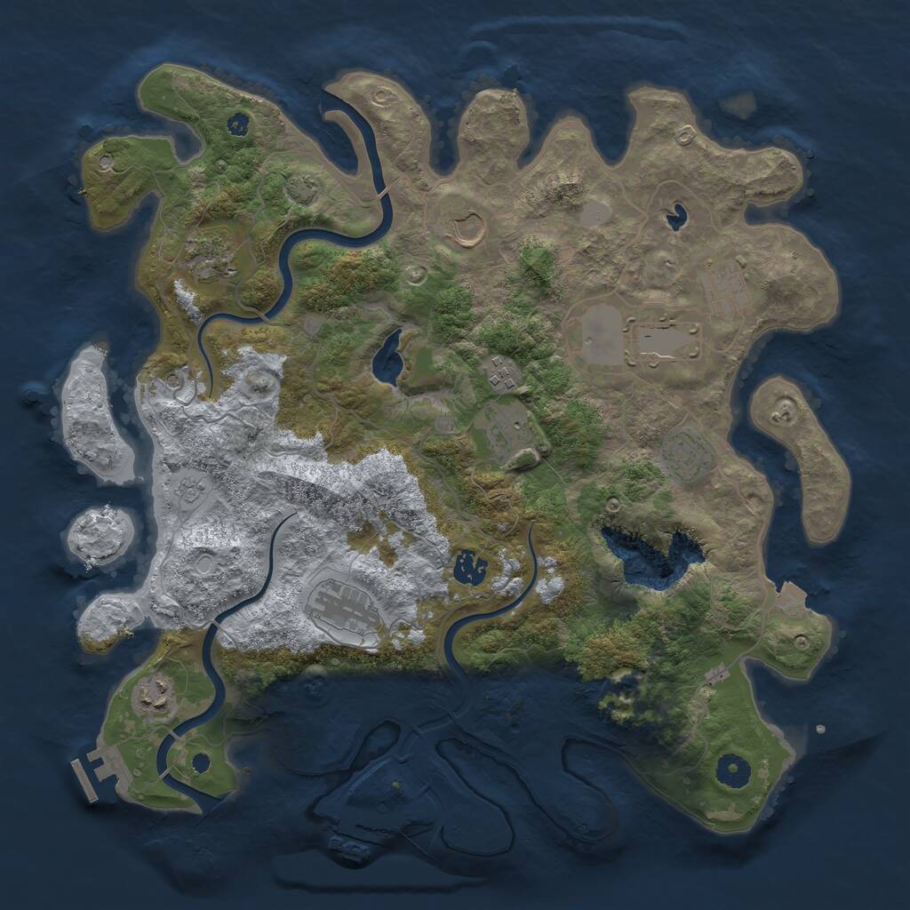 Rust Map: Procedural Map, Size: 4000, Seed: 8537, 16 Monuments