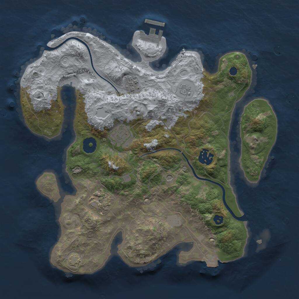 Rust Map: Procedural Map, Size: 3000, Seed: 39265, 9 Monuments