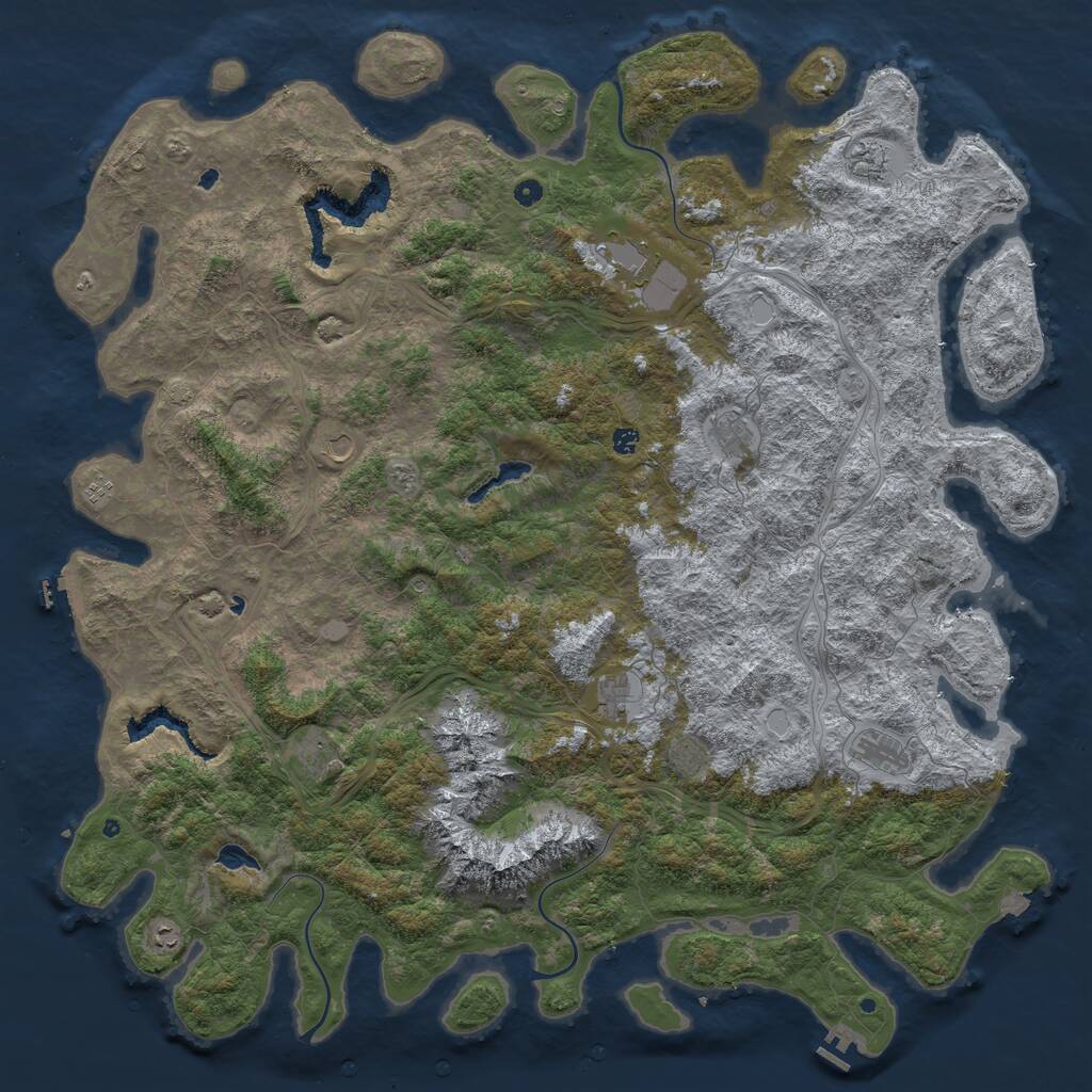 Rust Map: Procedural Map, Size: 6000, Seed: 1069076821, 17 Monuments