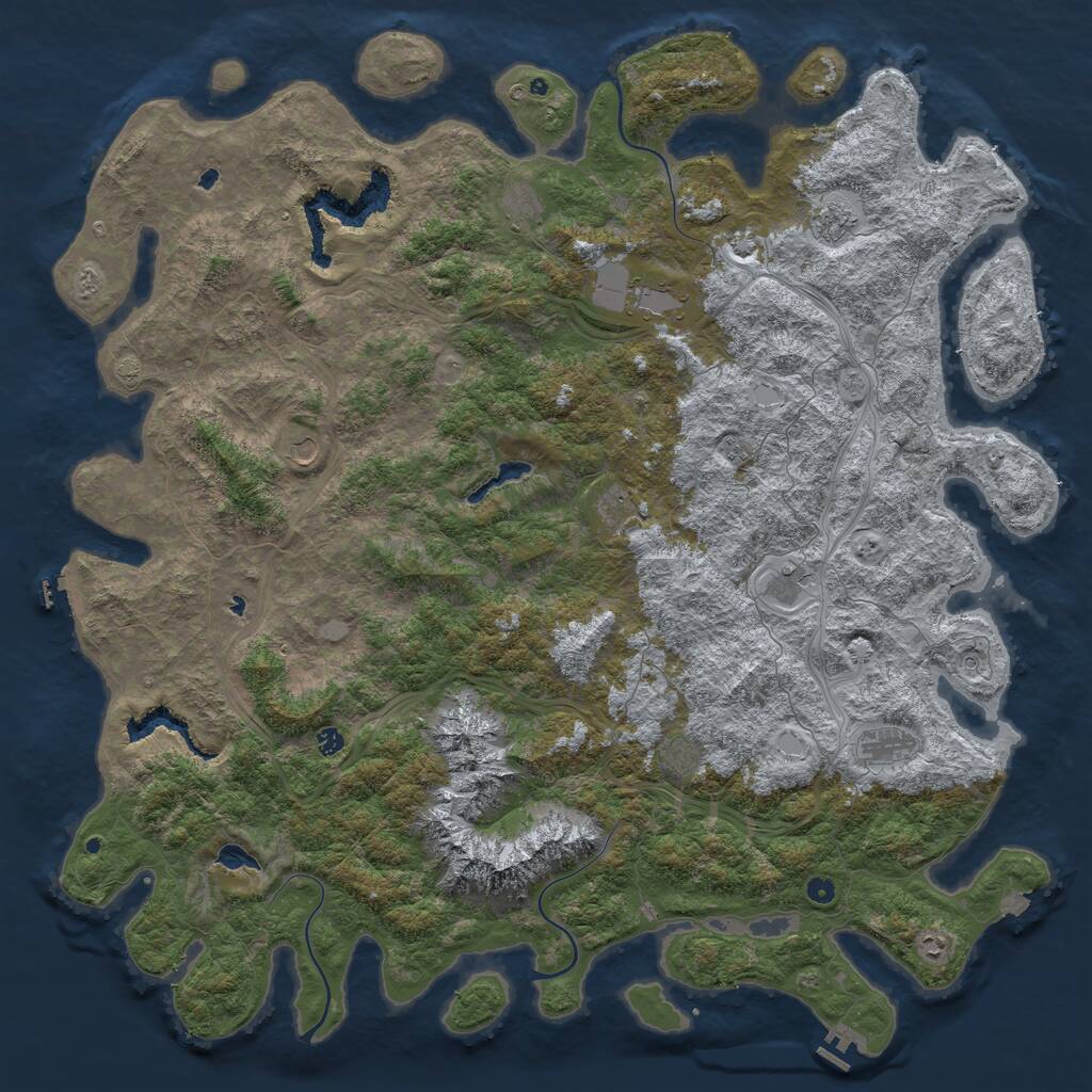 Rust Map: Procedural Map, Size: 6000, Seed: 1069076821, 17 Monuments