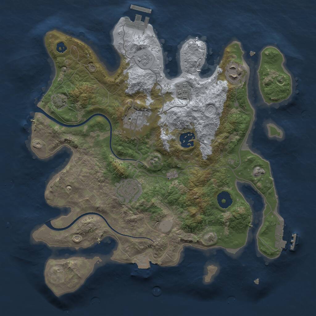 Rust Map: Procedural Map, Size: 3000, Seed: 362415, 10 Monuments