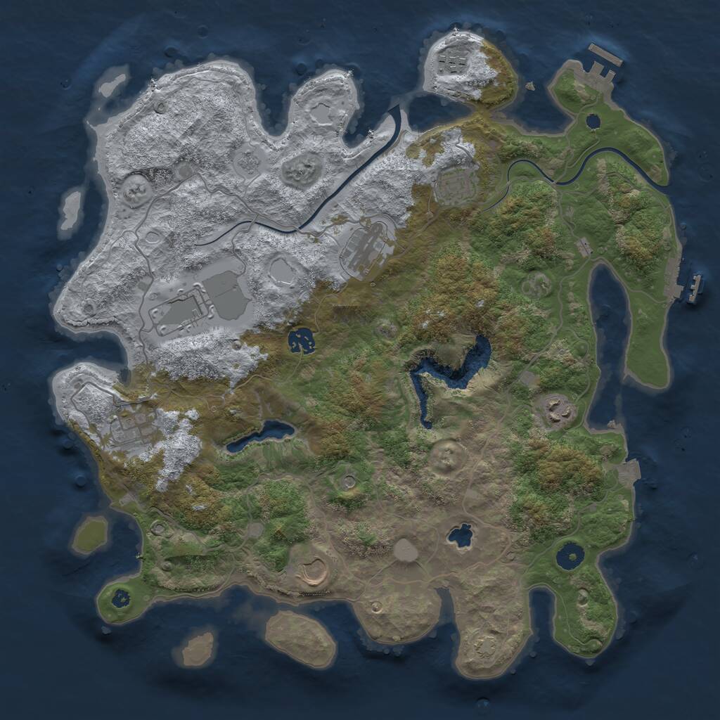 Rust Map: Procedural Map, Size: 4000, Seed: 1393731317, 14 Monuments