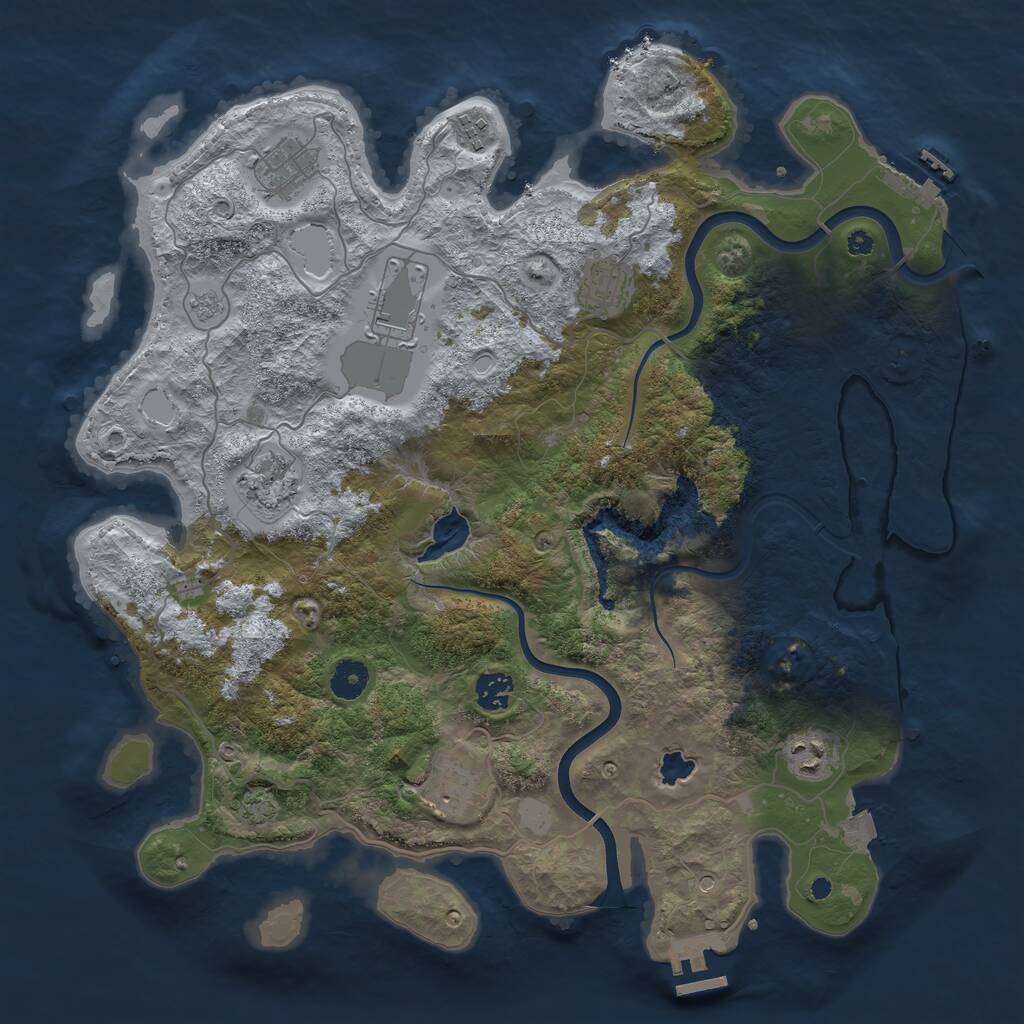Rust Map: Procedural Map, Size: 4000, Seed: 1393731317, 14 Monuments