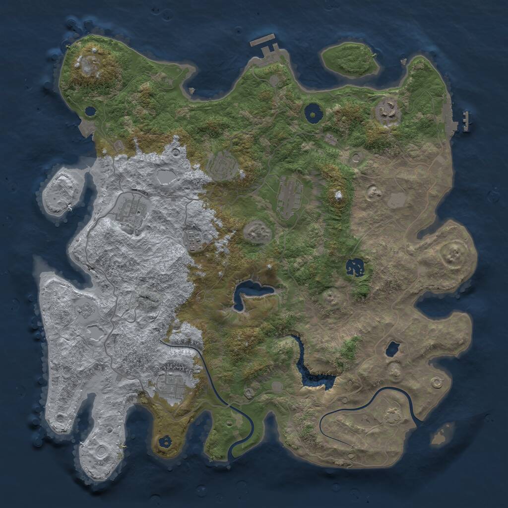 Rust Map: Procedural Map, Size: 4000, Seed: 2121235, 13 Monuments
