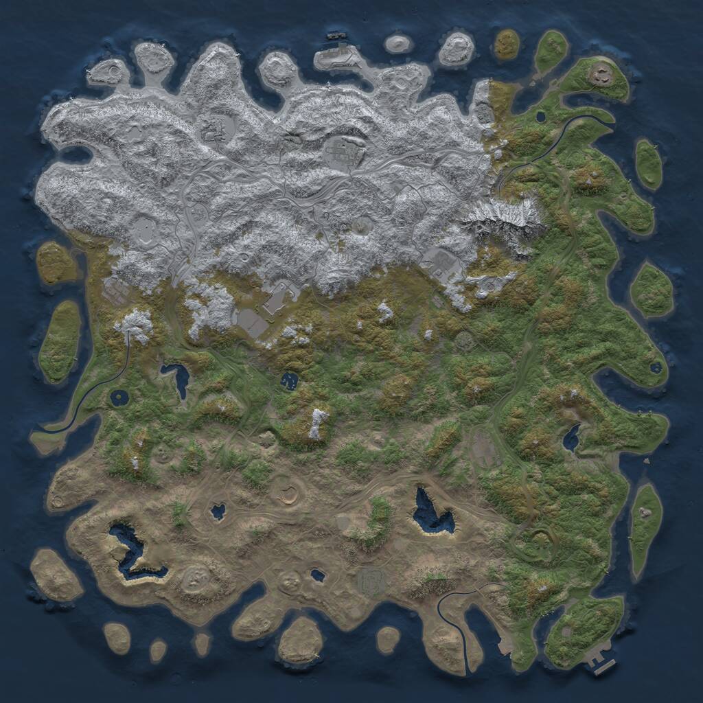 Rust Map: Procedural Map, Size: 6000, Seed: 342564256, 17 Monuments