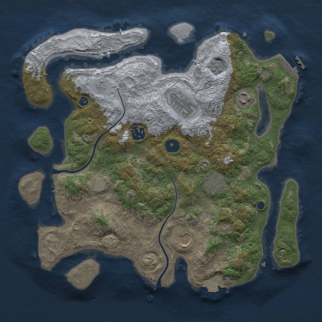 Rust Map: Procedural Map, Size: 3500, Seed: 1132232871, 11 Monuments